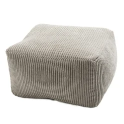 Pouf carré en velours côtelé gris perle TIM