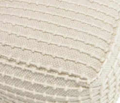 Pouf carré laine ivoire effet tricot TIM