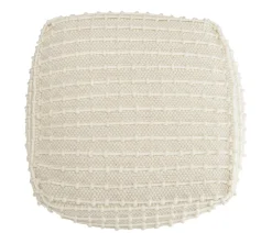 Pouf carré laine ivoire effet tricot TIM