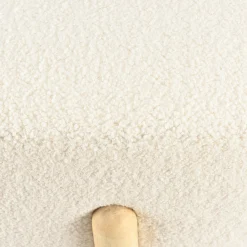 Pouf carré tissu bouclette écru pieds bois COLOMBUS