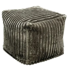 Pouf carré velours grosses côtes kaki VISBY