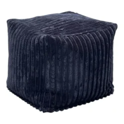 Pouf carré velours grosses côtes anthracite VISBY