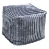 Pouf carré velours grosses côtes gris VISBY