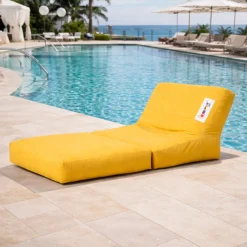 Pouf chaise longue extérieur jaune ARTA