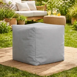 Pouf cube d'extérieur gris ARTA