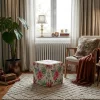 Pouf cube tropical motif perroquets, feuilles et fleurs 35x35x35cm BORNEO