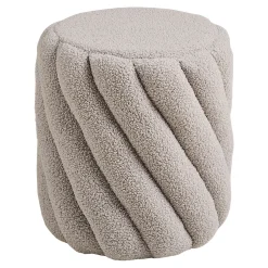 Pouf de salon bouclette grise à larges bandes BERLIN