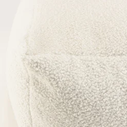 Pouf de salon carré blanc tissu bouclettes TIM