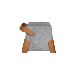 Pouf design gris avec poignée en bois IENA