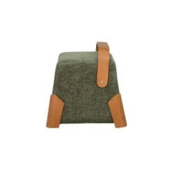 Pouf design kaki avec poignée en bois IENA