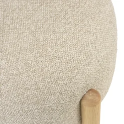 Pouf en tissu effet laine beige et pieds bois COLOMBUS