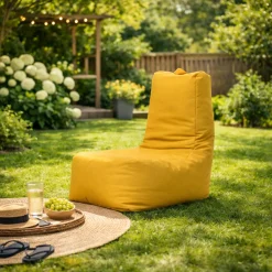 Pouf extérieur à dossier haut jaune ARTA