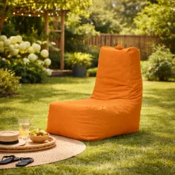 Pouf extérieur à dossier haut orange ARTA