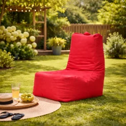 Pouf extérieur à dossier haut rouge ARTA