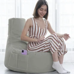 Pouf extérieur gris avec poches ARTA