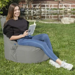 Pouf extérieur gris avec poches ARTA