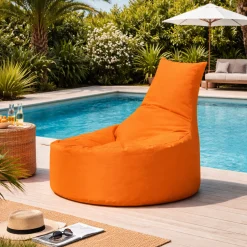 Pouf extérieur orange avec dossier ARTA