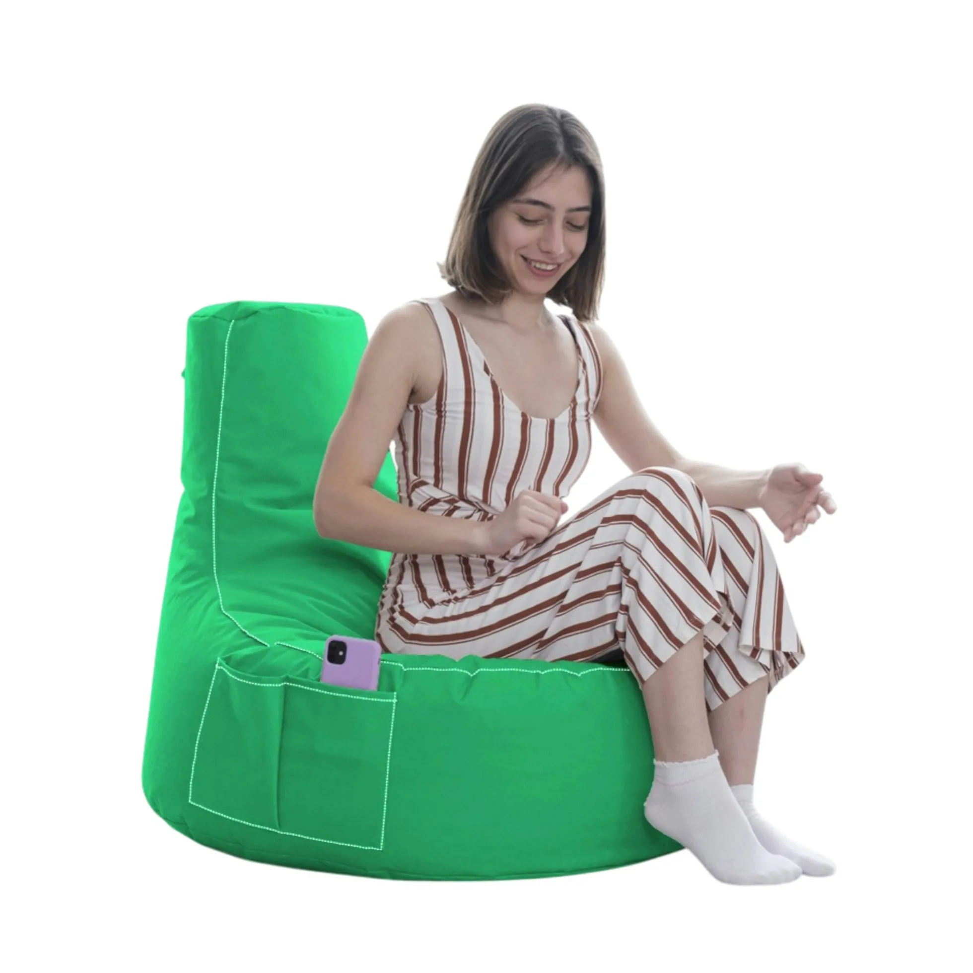 Pouf extérieur vert avec poches ARTA