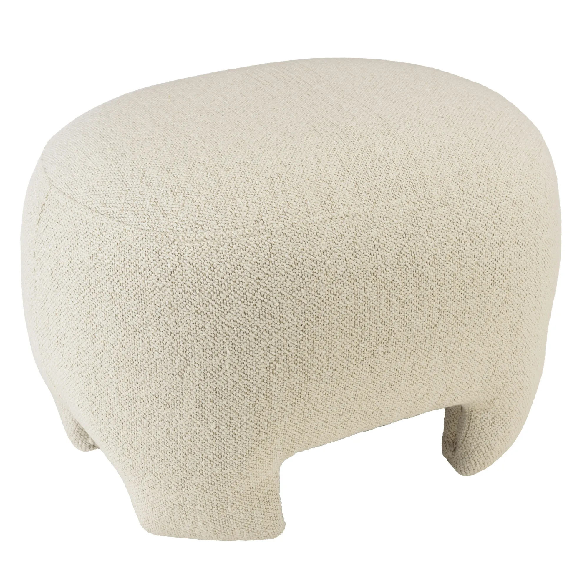 Pouf forme designen tissu petite bouclette beige COLOMBUS