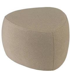 Pouf forme galet en tissu effet velours beige foncé COLOMBUS