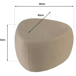 Pouf forme grand galet en tissu effet velours beige foncé COLOMBUS