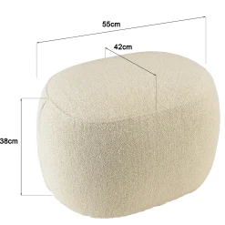 Pouf galet en tissu petite bouclette beige COLOMBUS