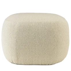 Pouf galet en tissu petite bouclette beige COLOMBUS