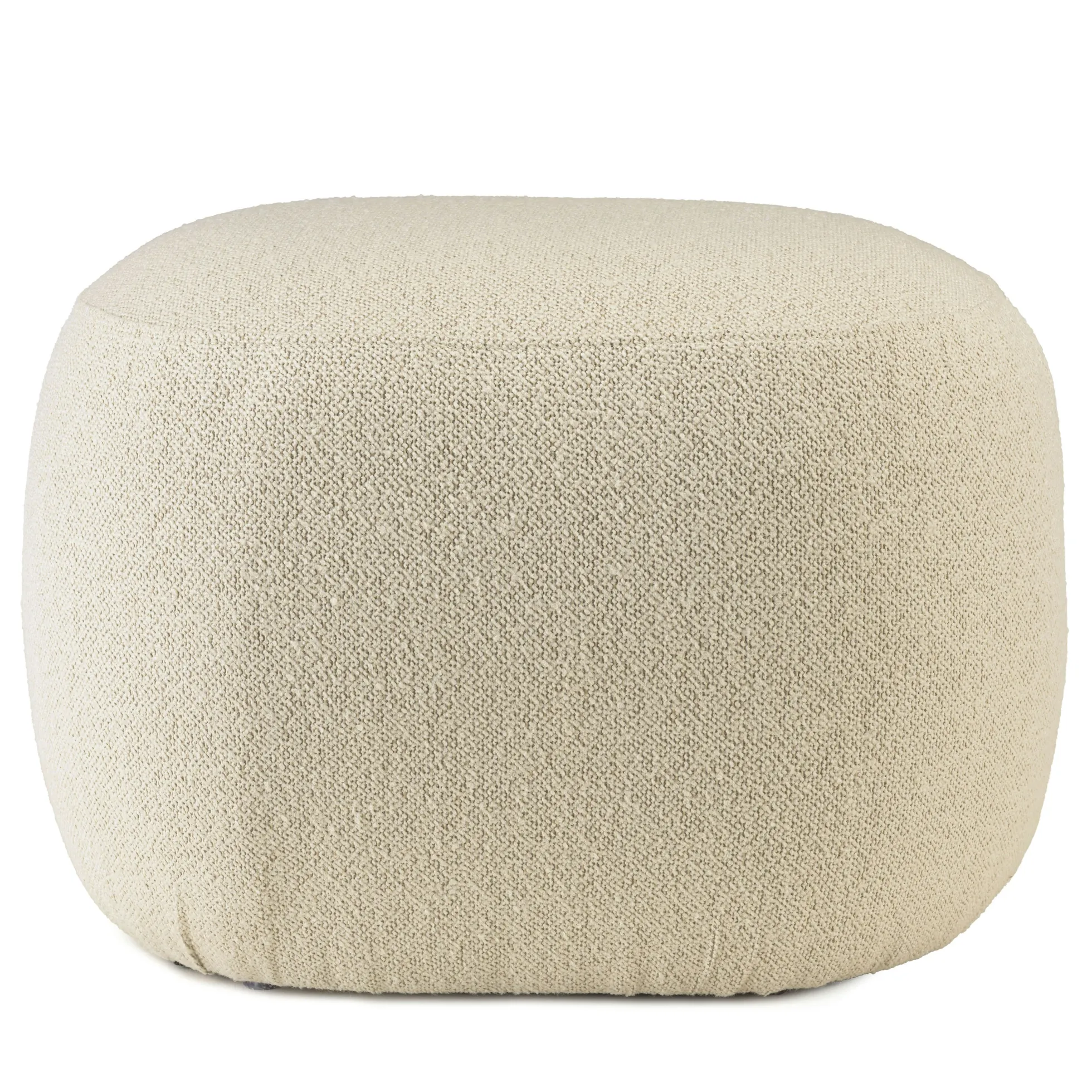 Pouf galet en tissu petite bouclette beige COLOMBUS
