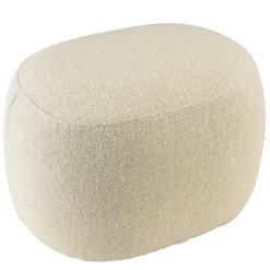 Pouf galet en tissu petite bouclette beige COLOMBUS