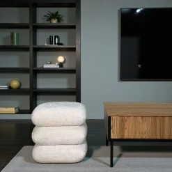 Pouf pivotant écru effet coussins empilés IENA
