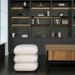 Pouf pivotant écru effet coussins empilés IENA