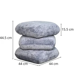 Pouf pivotant gris bleu effet coussins empilés IENA