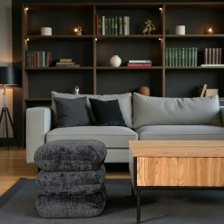 Pouf pivotant gris foncé effet coussins empilés IENA
