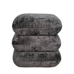 Pouf pivotant gris foncé effet coussins empilés IENA