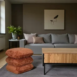 Pouf pivotant terracotta effet coussins empilés IENA