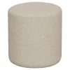 Pouf rond beige en tissu bouclette BRUGES