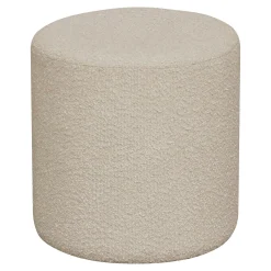Pouf rond beige en tissu bouclette BRUGES