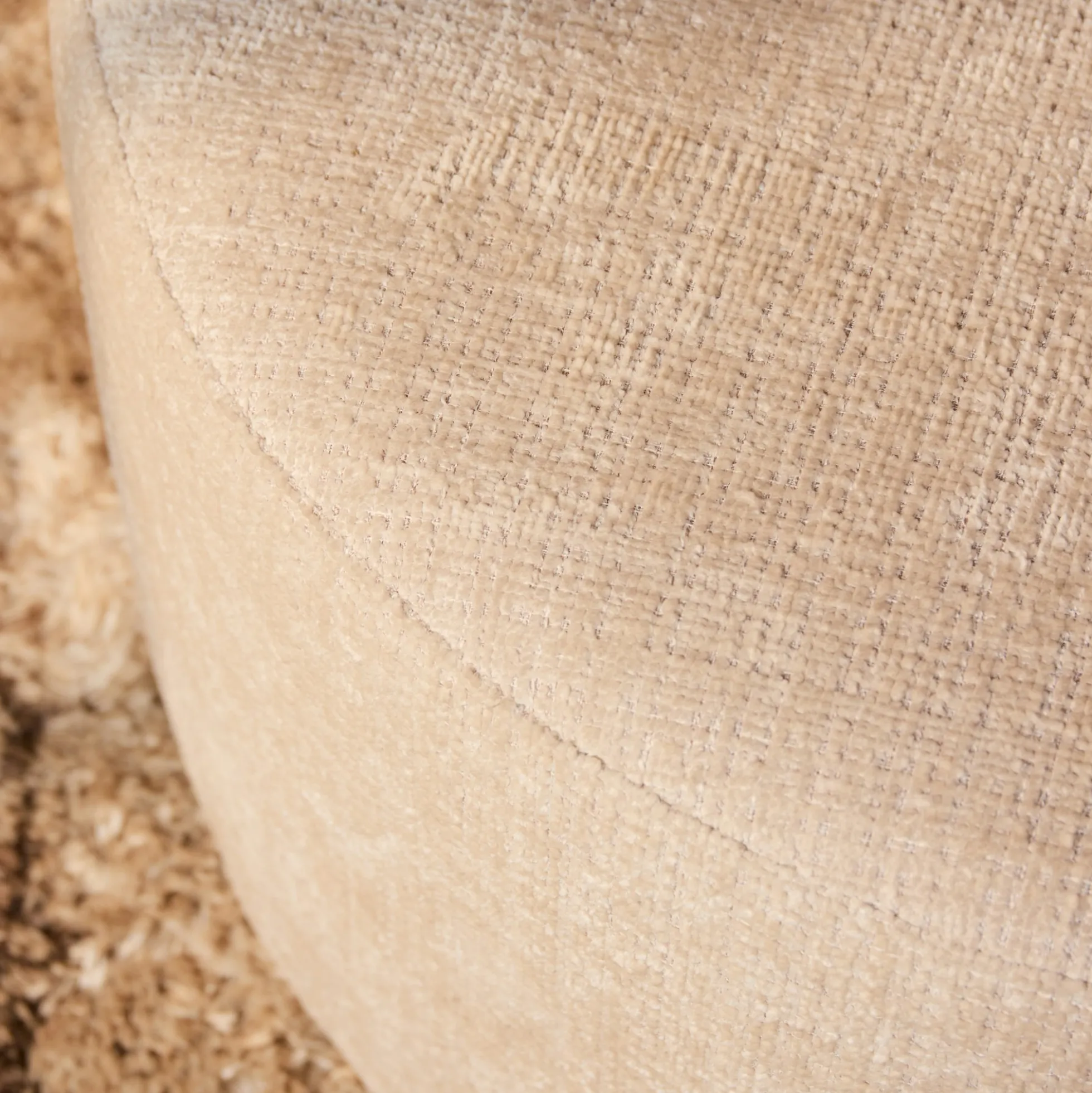 Pouf rond beige tissu doux Ø80 cm RIVOLI