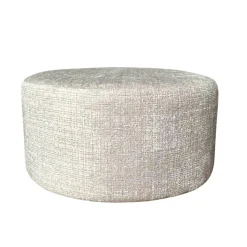 Pouf rond beige tissu doux RIVOLI