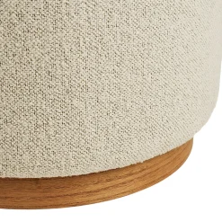 Pouf rond bouclette sable et bois clair BERLIN