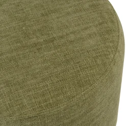 Pouf rond en tissu vert et pied boisCASTILLE