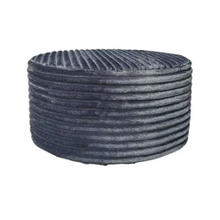 Pouf rond gris en velours côtelé Ø80 cm RIVOLI