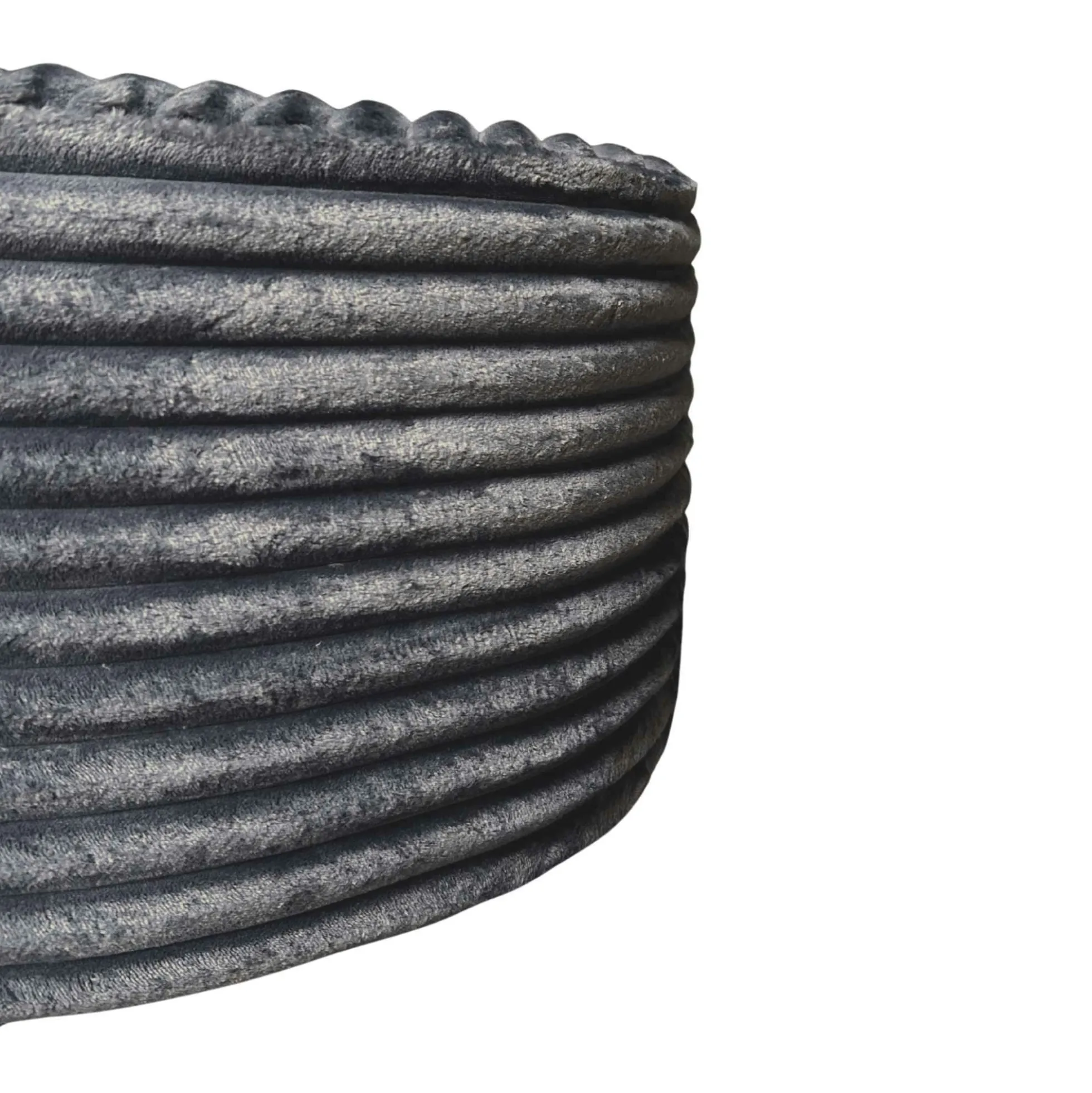 Pouf rond gris en velours côtelé RIVOLI