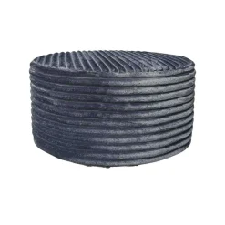 Pouf rond gris en velours côtelé RIVOLI