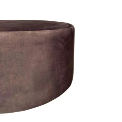 Pouf rond marron tissu doux RIVOLI