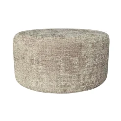 Pouf rond taupe tissu doux Ø80 cm RIVOLI