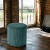 Pouf rond velours côtelé bleu pétrole (lot de 2) MALMOE