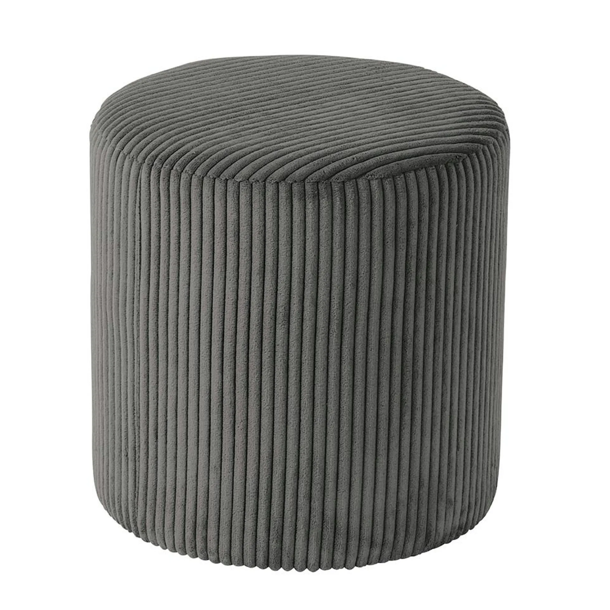 Pouf rond velours côtelé gris (lot de 2) MALMOE