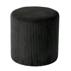 Pouf rond velours côtelé noir (lot de 2) MALMOE