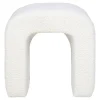 Pouf tabouret design blanc, effet fourrure BRUGES